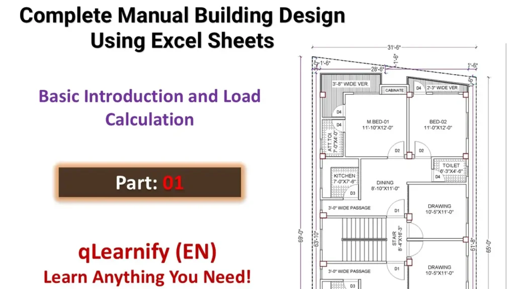 1. Complete Manual Building Design Using Excel Sheets - Basic Introduction and Load Calculation