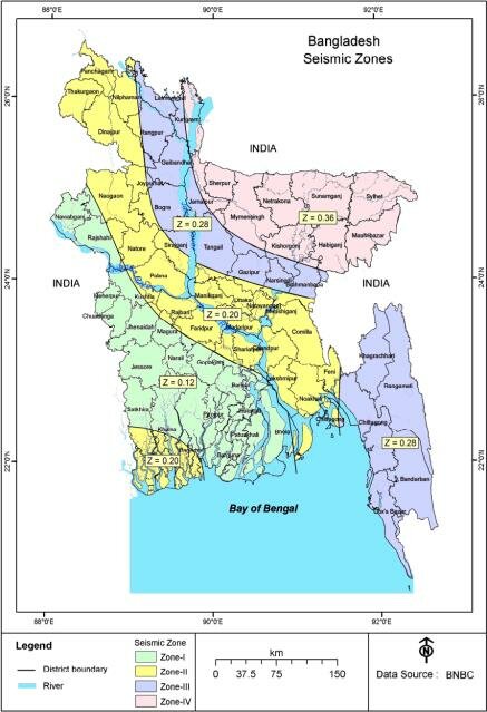 Seismic Zoning Map of bangladesh BNBC 2020 2015 2017